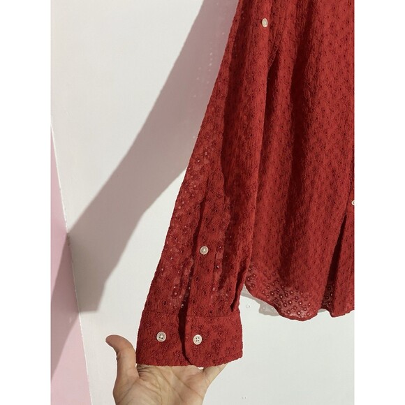 Vtg Ralph Lauren Button Up Top 2X Eyelet Beachy Minimalist Quite Luxury Coastal - Picture 7 of 11